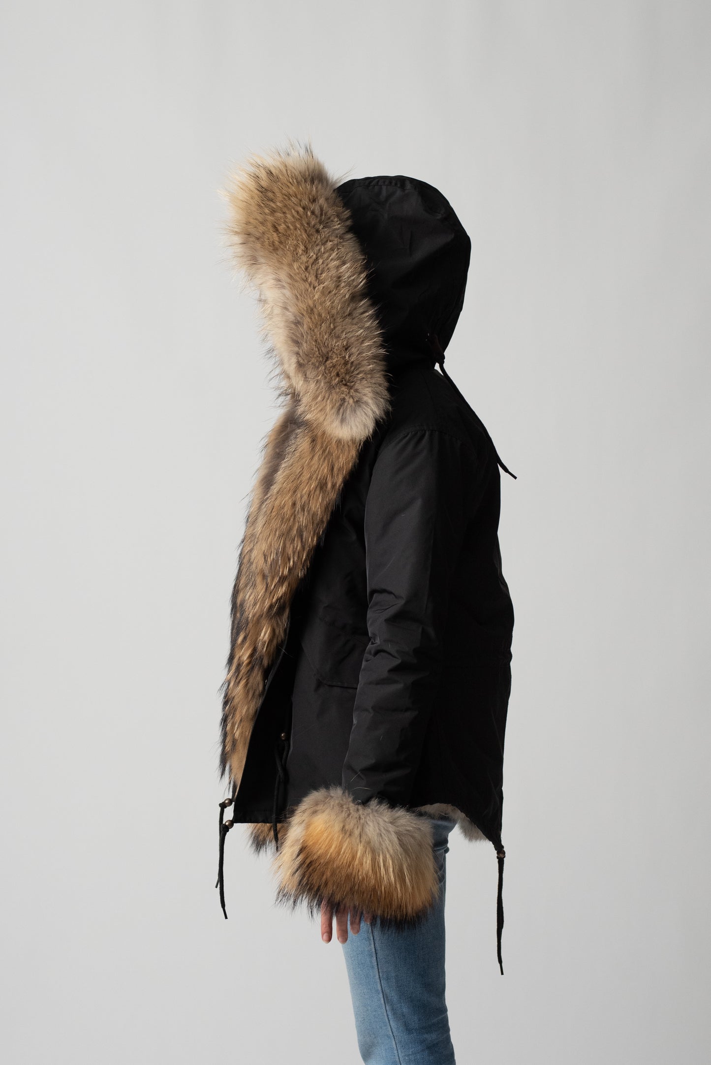 PARKA SHORT BLACK CORTINA CON POLSINI