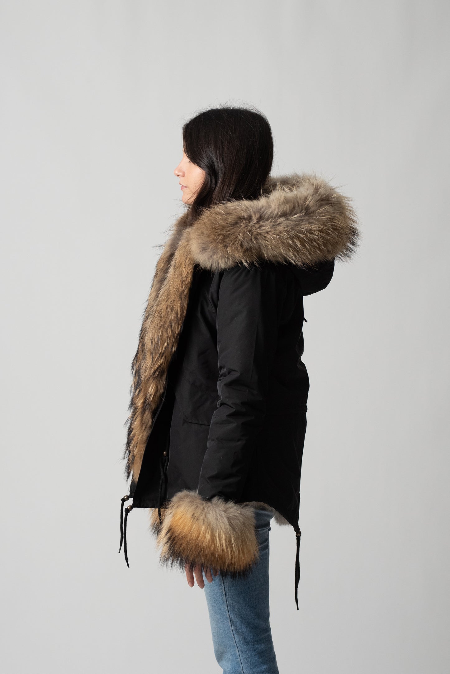 PARKA SHORT BLACK CORTINA CON POLSINI