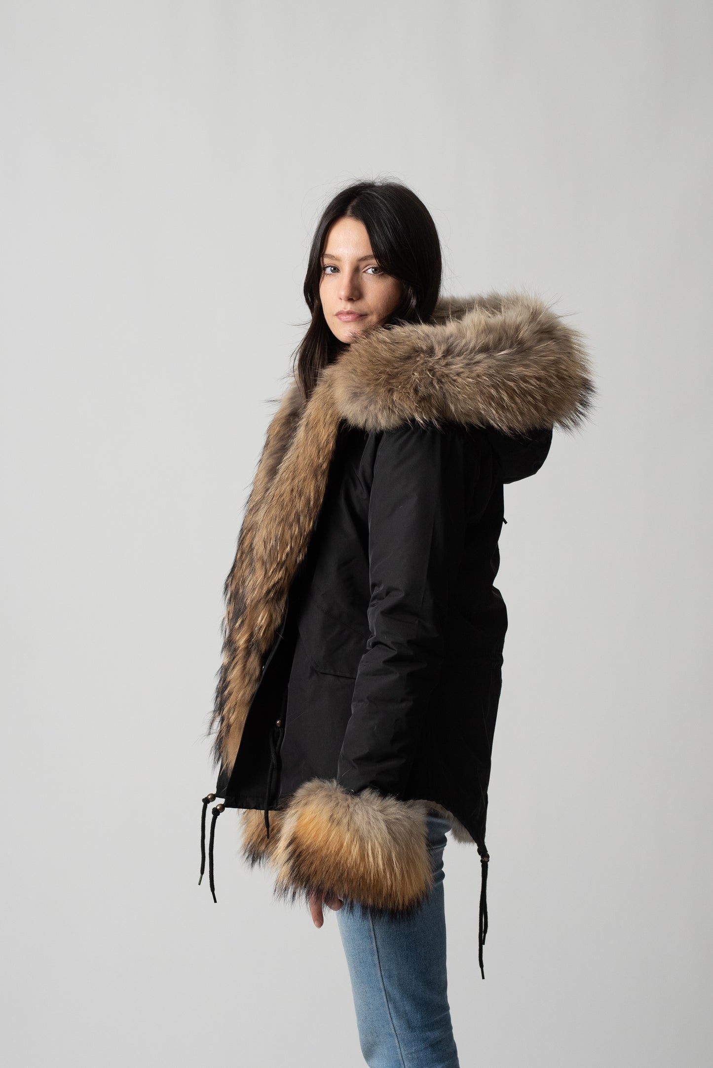 PARKA SHORT BLACK CORTINA CON POLSINI