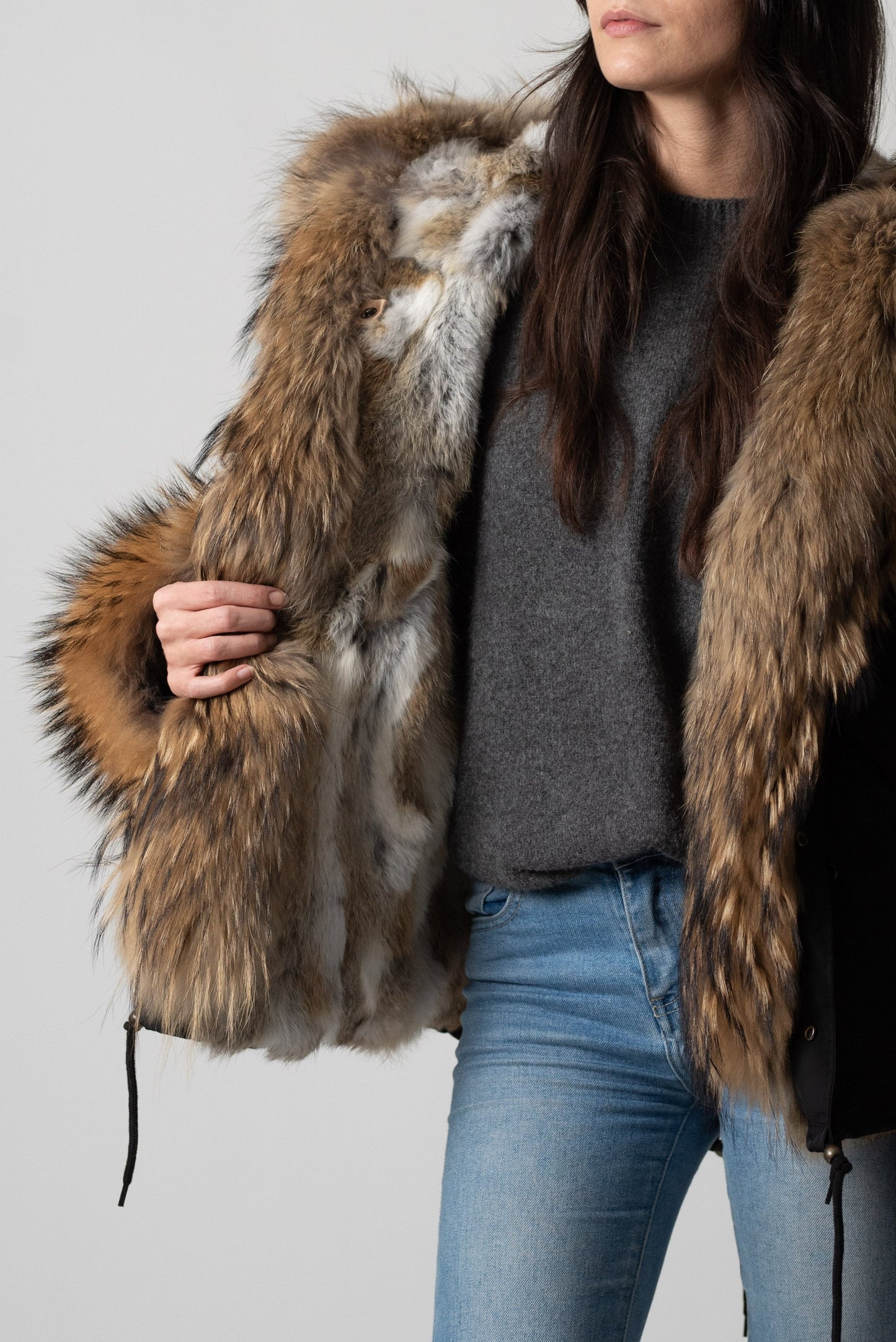 PARKA SHORT BLACK CORTINA CON POLSINI