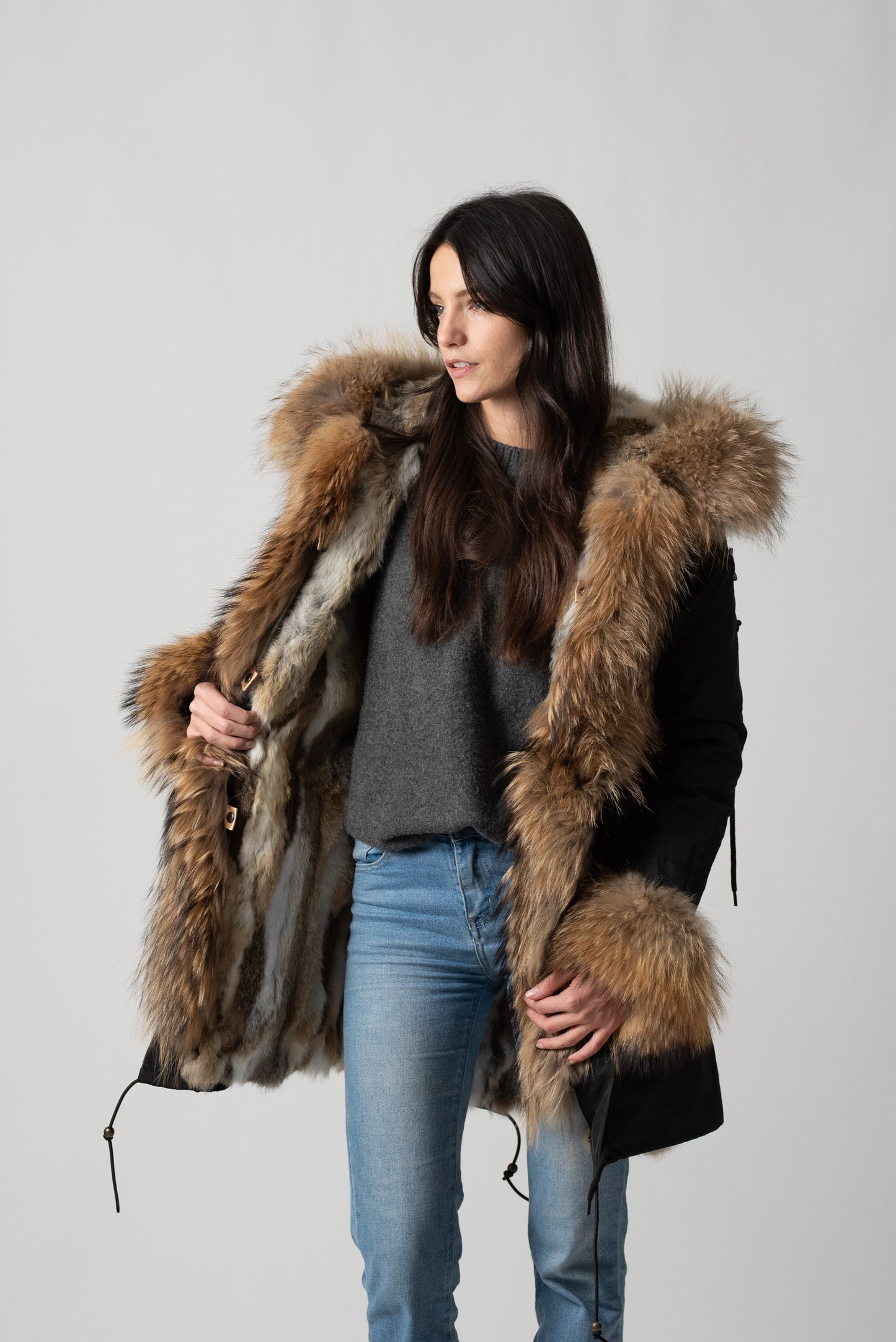 PARKA LONG BLACK ST. MORITZ CON POLSINI