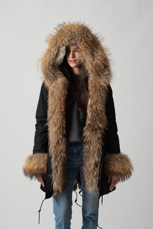 PARKA LONG BLACK ST. MORITZ CON POLSINI