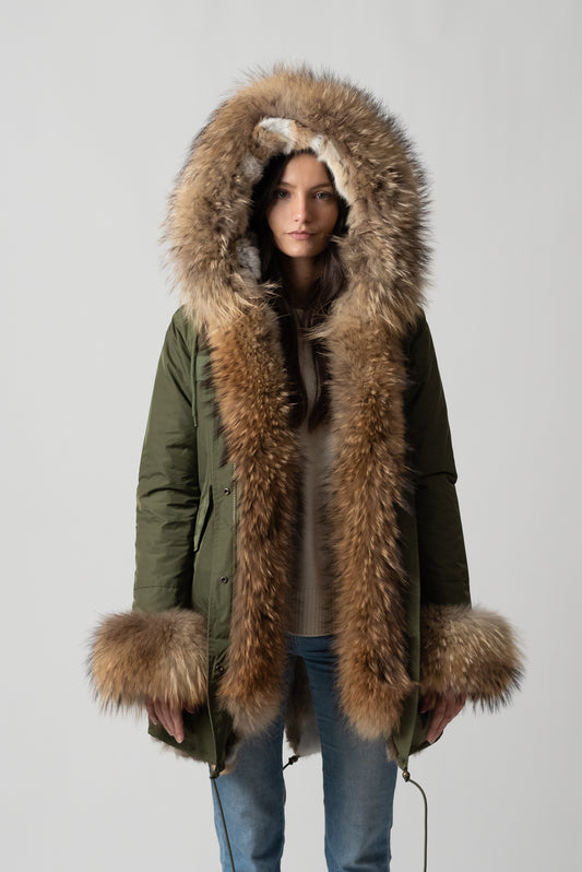 PARKA LONG GREEN ST. MORITZ CON POLSINI