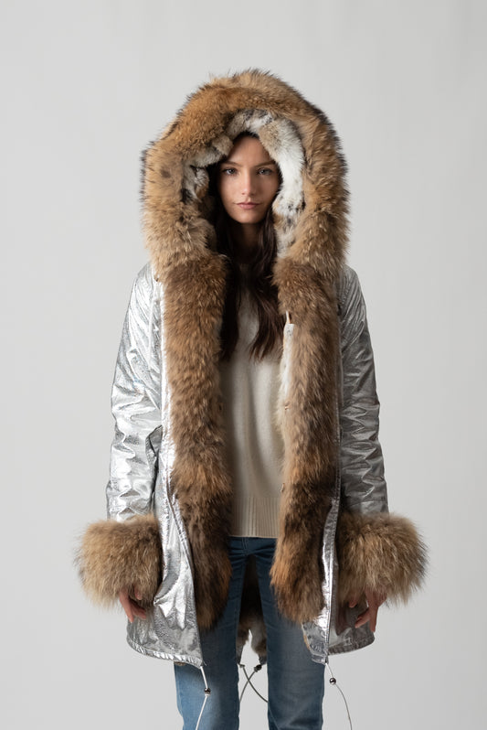 PARKA LONG SILVER ST. MORITZ CON POLSINI