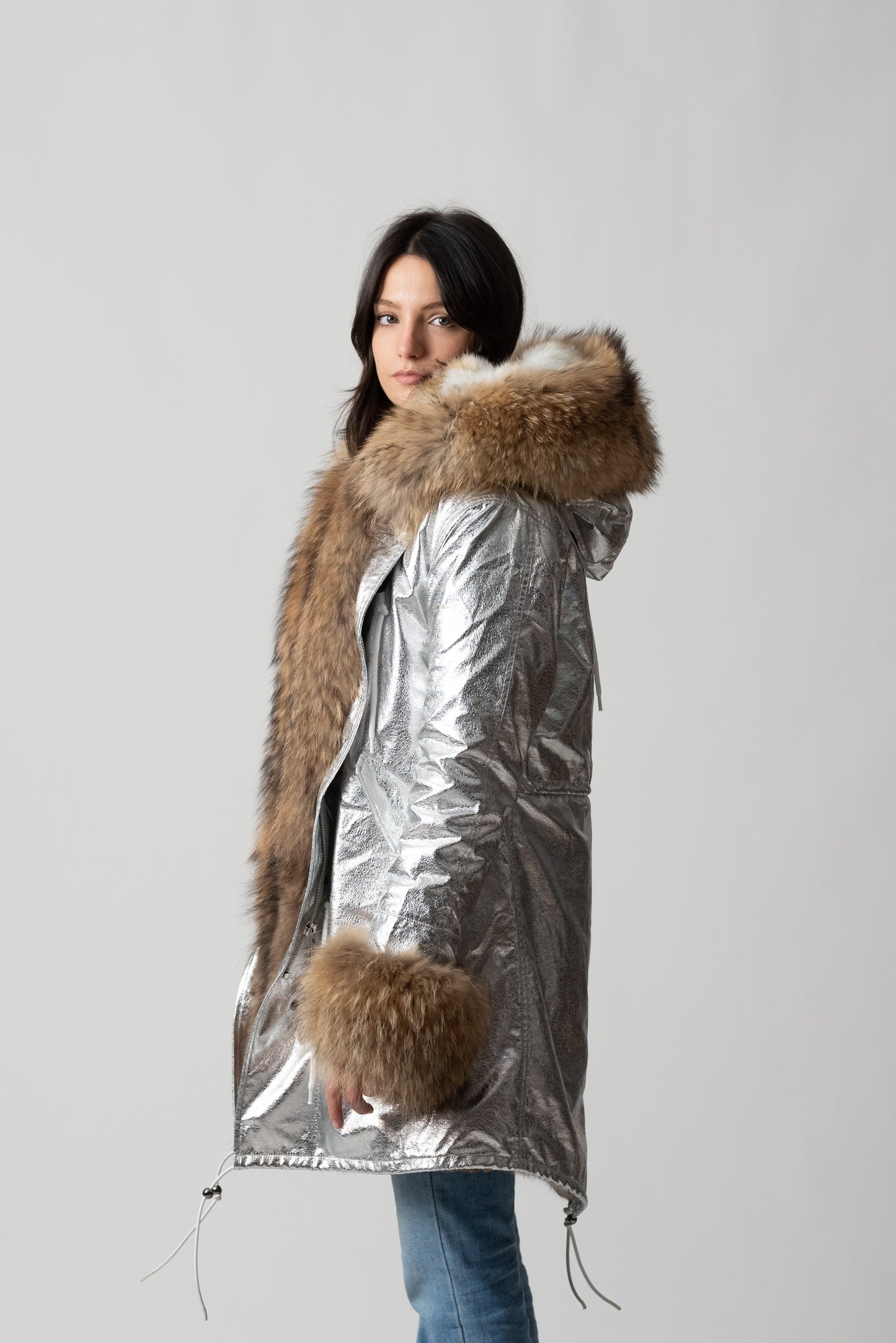 PARKA LONG SILVER ST. MORITZ CON POLSINI