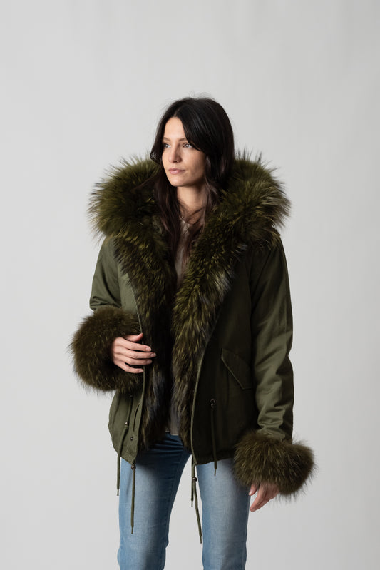 PARKA SHORT GREEN CORTINA VERDE CON POLSINI