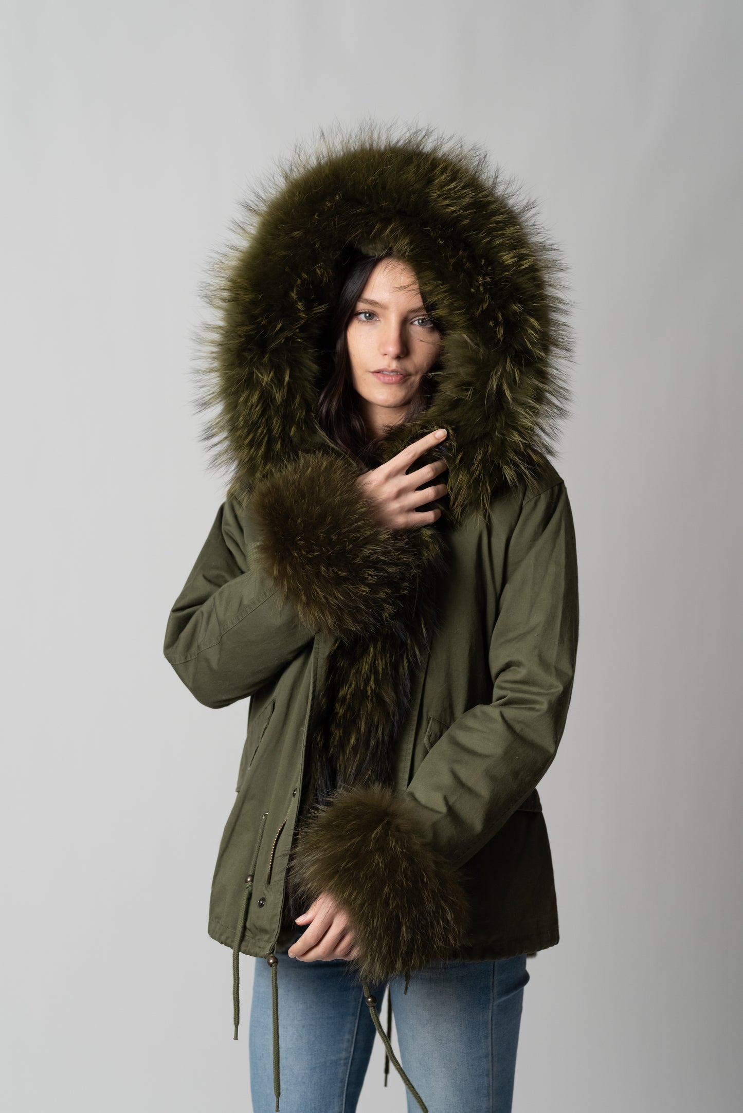 PARKA SHORT GREEN CORTINA VERDE CON POLSINI