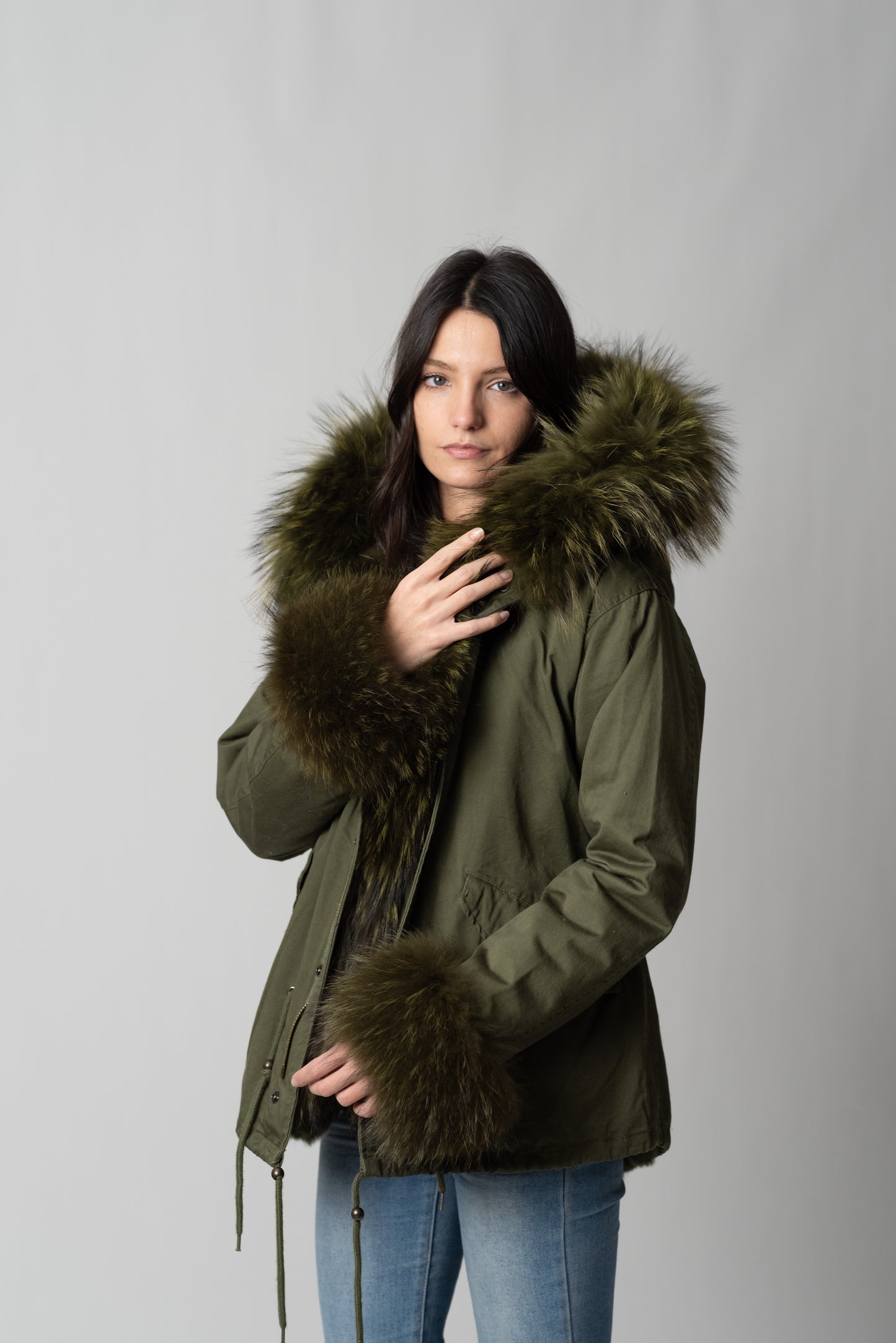 PARKA SHORT GREEN CORTINA VERDE CON POLSINI