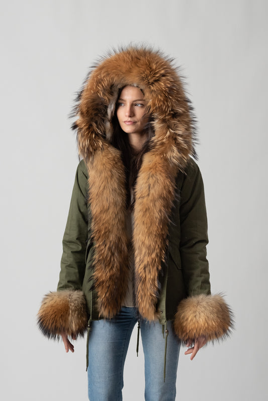 PARKA SHORT GREEN CORTINA CON POLSINI