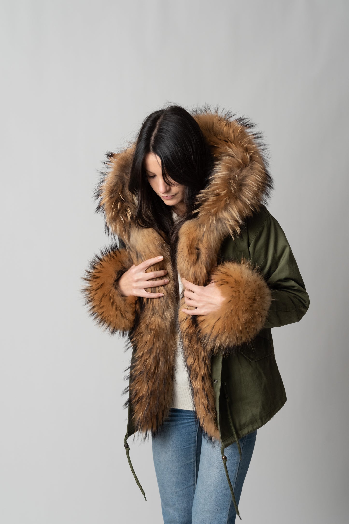 PARKA SHORT GREEN CORTINA CON POLSINI