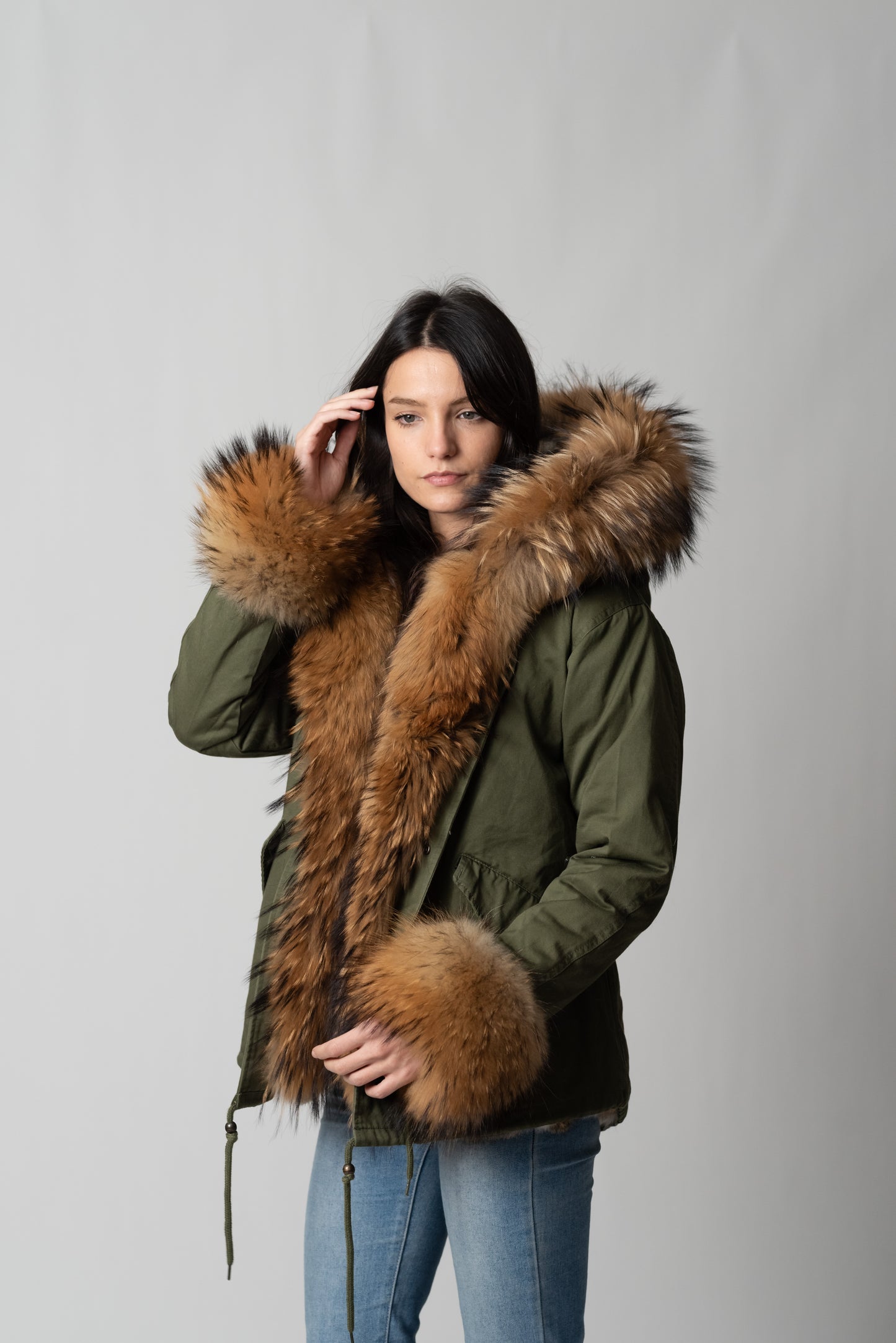 PARKA SHORT GREEN CORTINA CON POLSINI