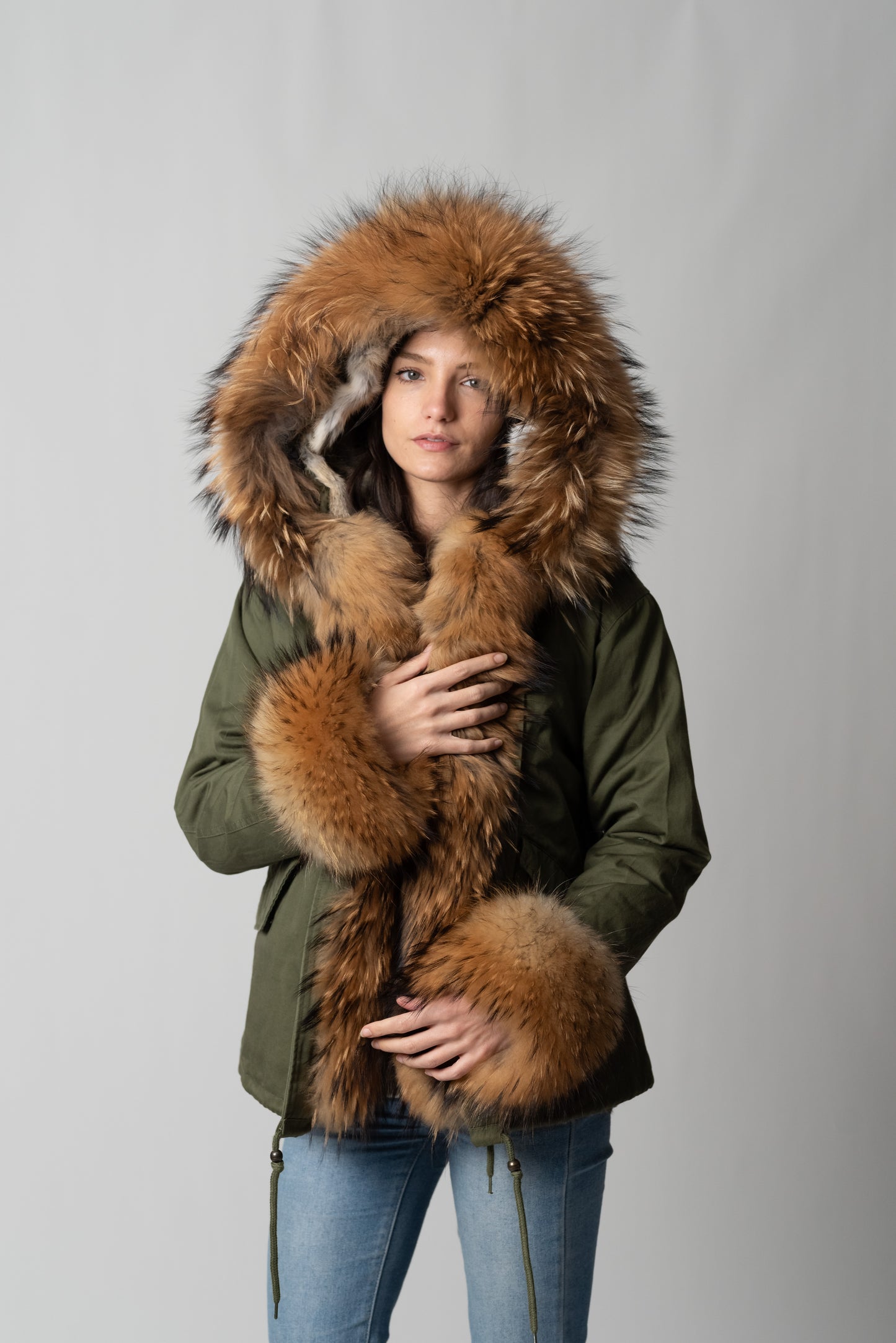 PARKA SHORT GREEN CORTINA CON POLSINI