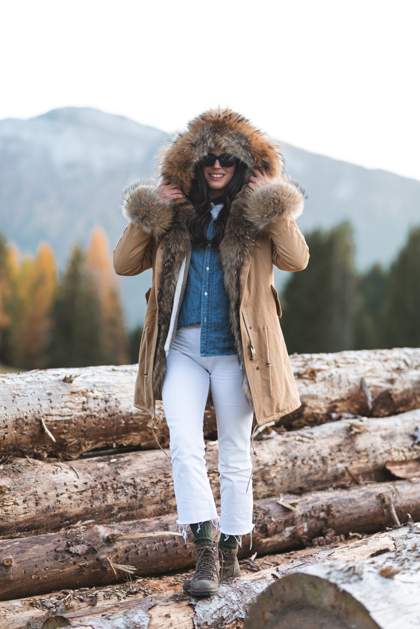 PARKA LONG BEIGE ST. MORITZ CON POLSINI