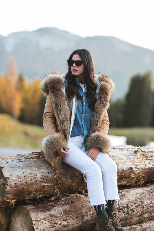 PARKA LONG BEIGE ST. MORITZ CON POLSINI