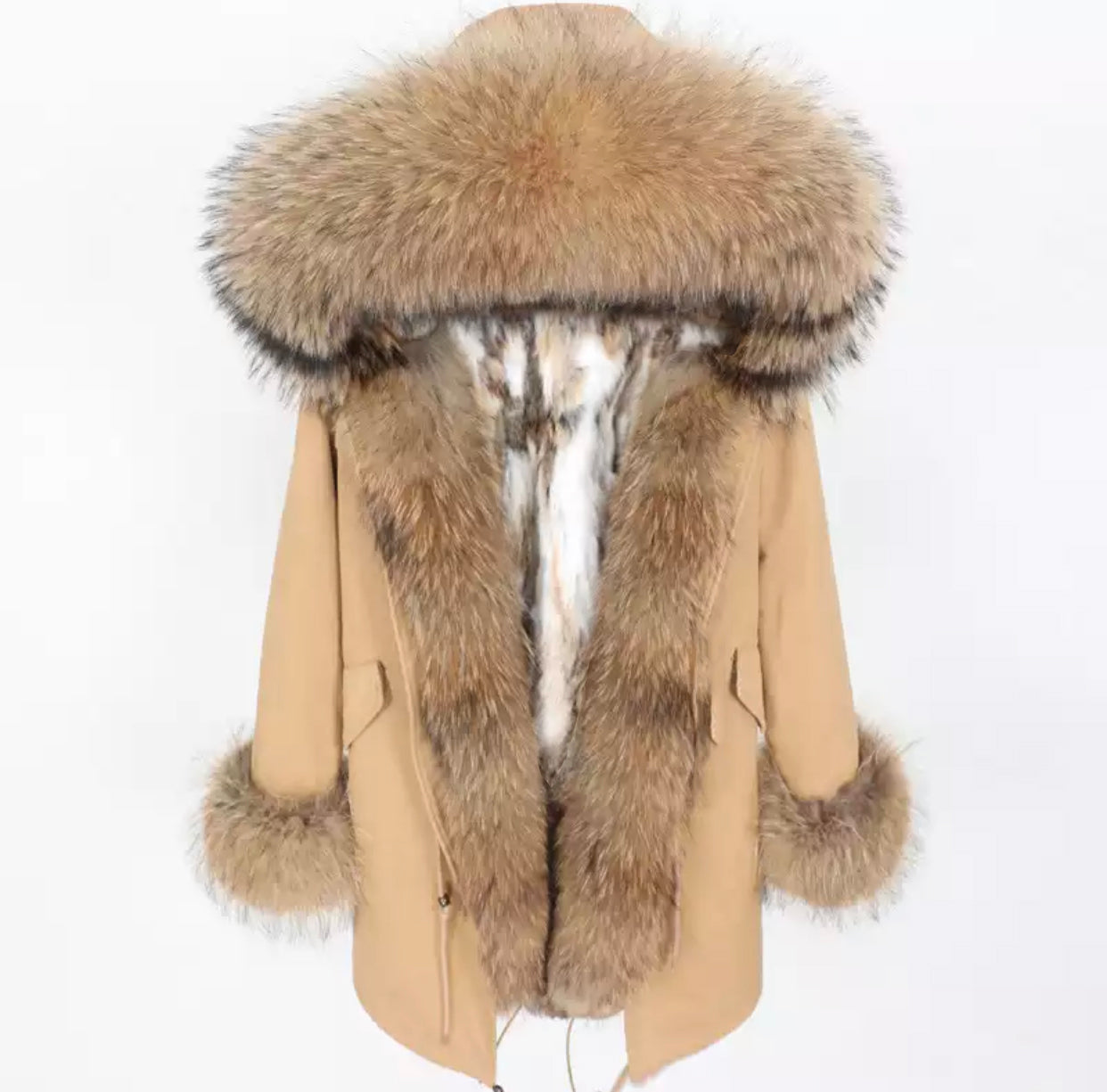 PARKA LONG BEIGE ST. MORITZ CON POLSINI