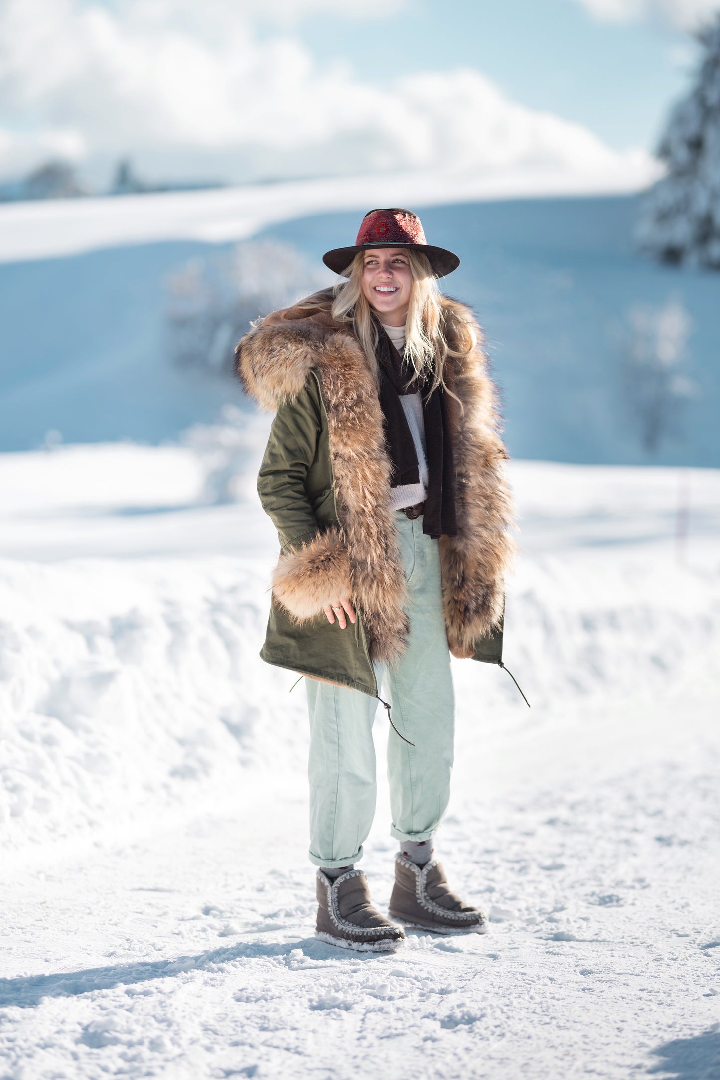PARKA LONG GREEN ST. MORITZ SINTETICO CON POLSINI