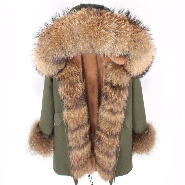PARKA LONG GREEN ST. MORITZ SINTETICO CON POLSINI