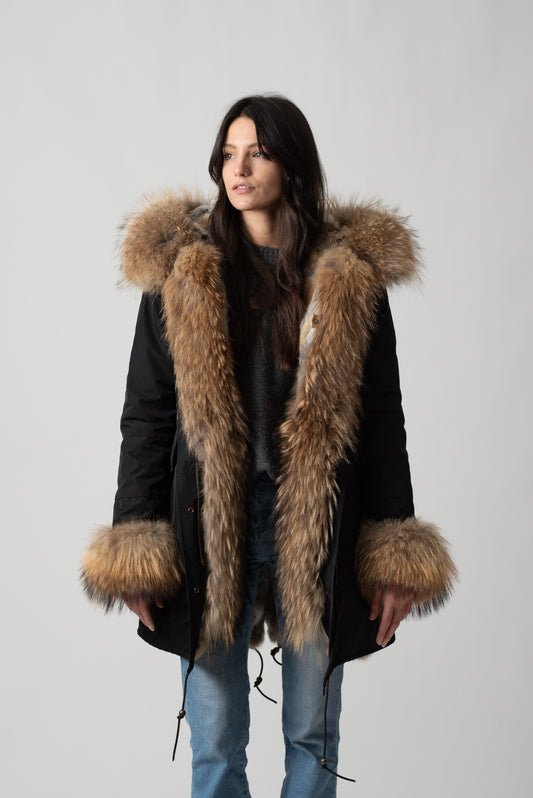 PARKA LONG BLACK ST. MORITZ CON POLSINI