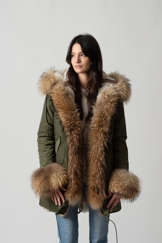 PARKA LONG GREEN ST. MORITZ CON POLSINI