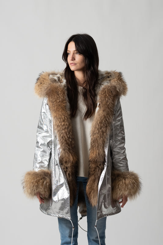 PARKA LONG SILVER ST. MORITZ CON POLSINI