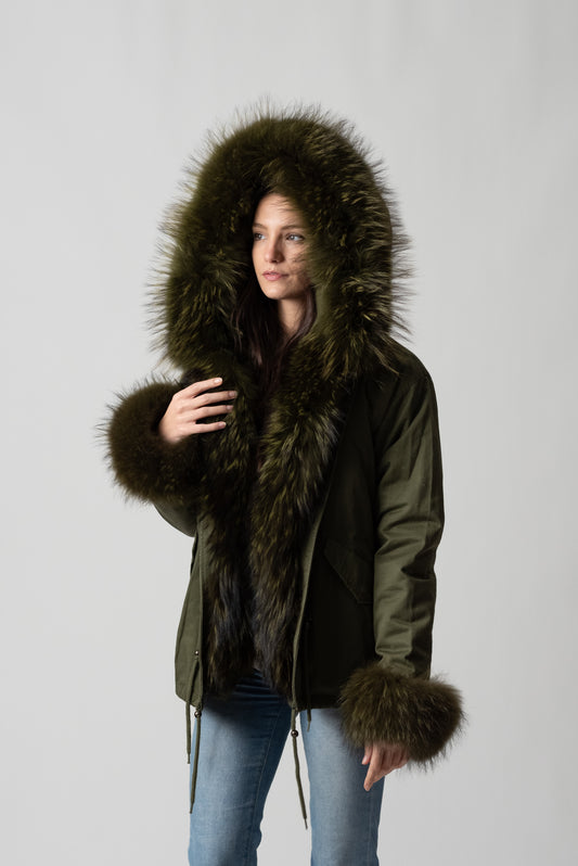 PARKA SHORT GREEN CORTINA VERDE CON POLSINI