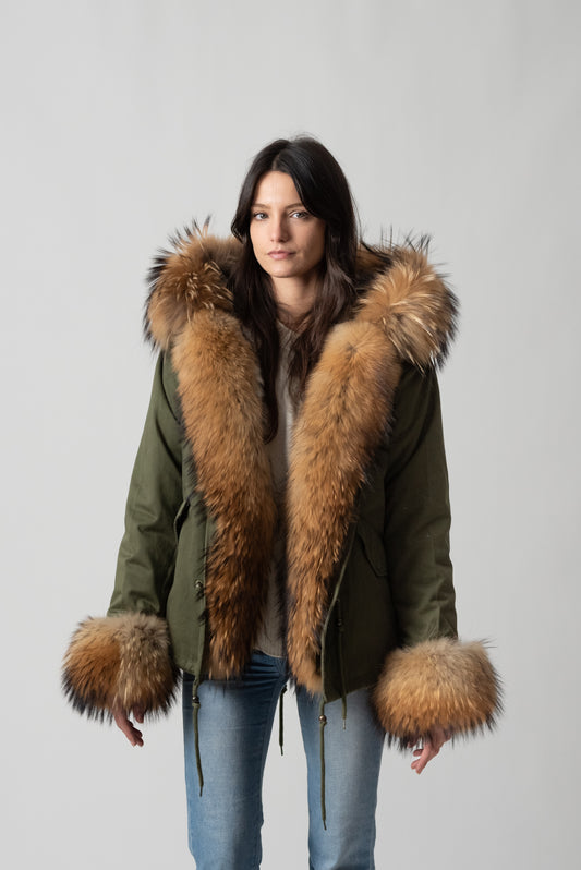 PARKA SHORT GREEN CORTINA CON POLSINI